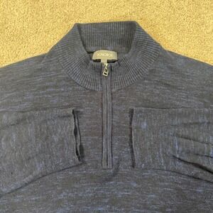 Bonobos Mens 4XL Navy Blue Space Dye Cotton Cashmere 1/4 Zip Sweater Casual
